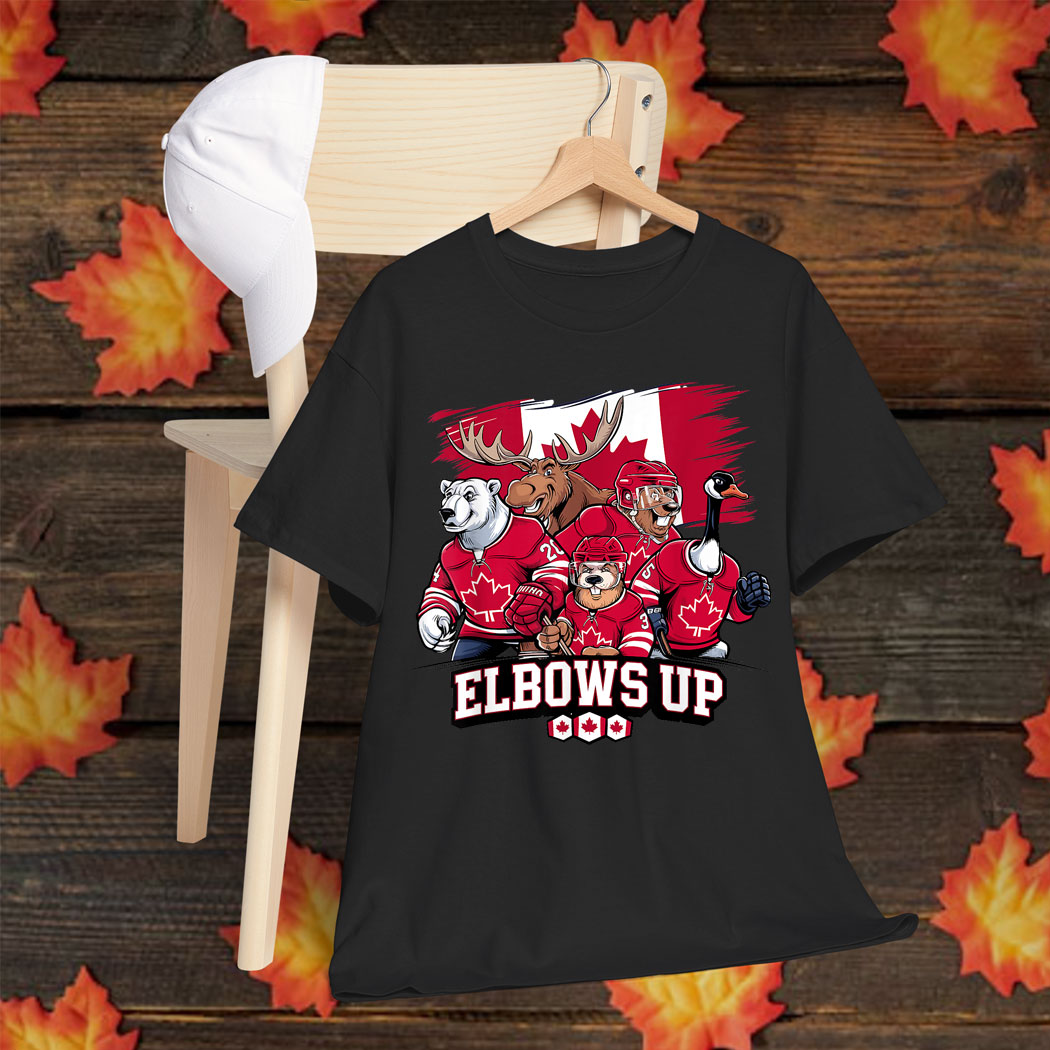 Elbow Up Canada Canadian Beaver Moose Hockey Team Maple Leaf Shirt