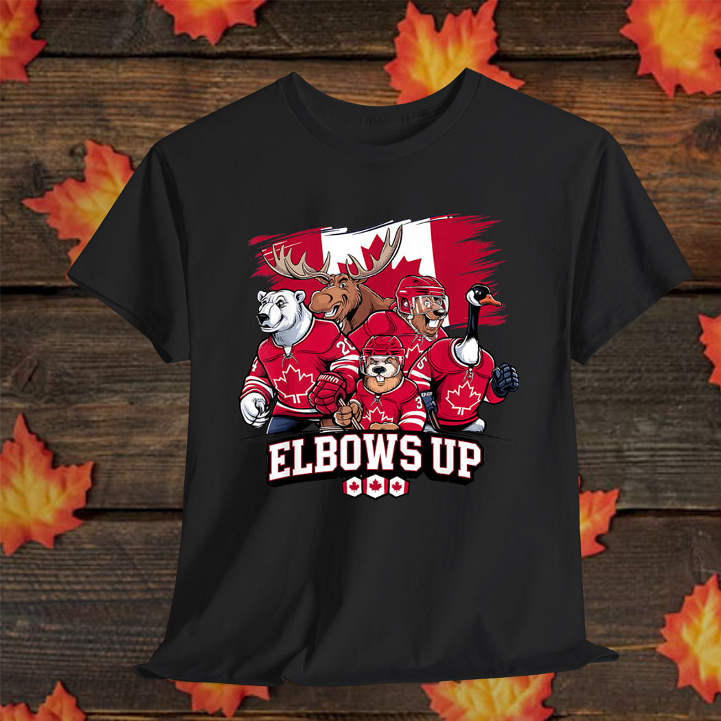 Elbow Up Canada Canadian Beaver Moose Hockey Team Maple Leaf Shirt
