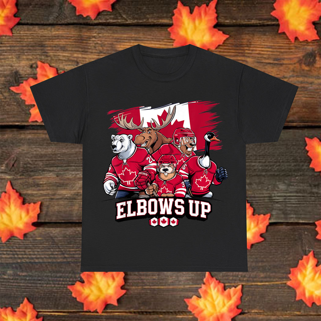 Elbow Up Canada Canadian Beaver Moose Hockey Team Maple Leaf Shirt