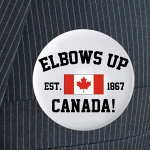 Elbows Up Canada Pin Buttons, Subtle Anti Trump MAGA Fascism Liberal