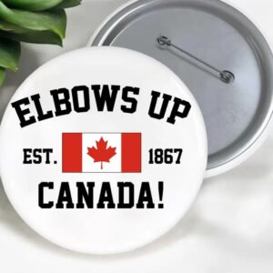 Elbows Up Canada Pin Buttons, Subtle Anti Trump MAGA Fascism Liberal