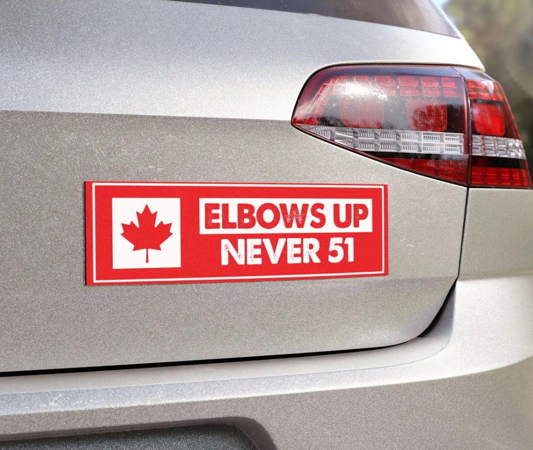 Elbows Up Car Magnet - Canadian Flag Protest Magnet