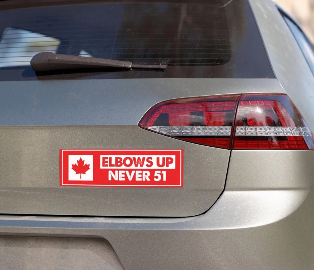 Elbows Up Car Magnet - Canadian Flag Protest Magnet