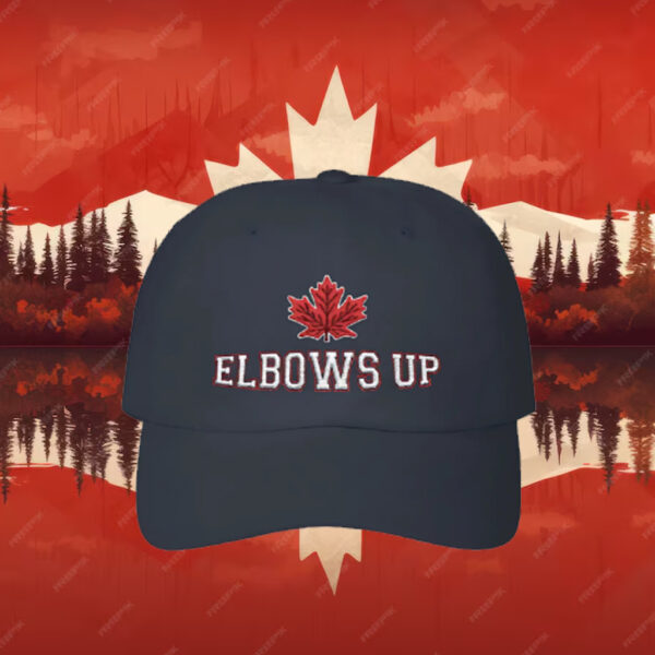 Elbows Up Embroidered Hats, Elbows Up Hockey Quote Canada Proud Patriotic Hat